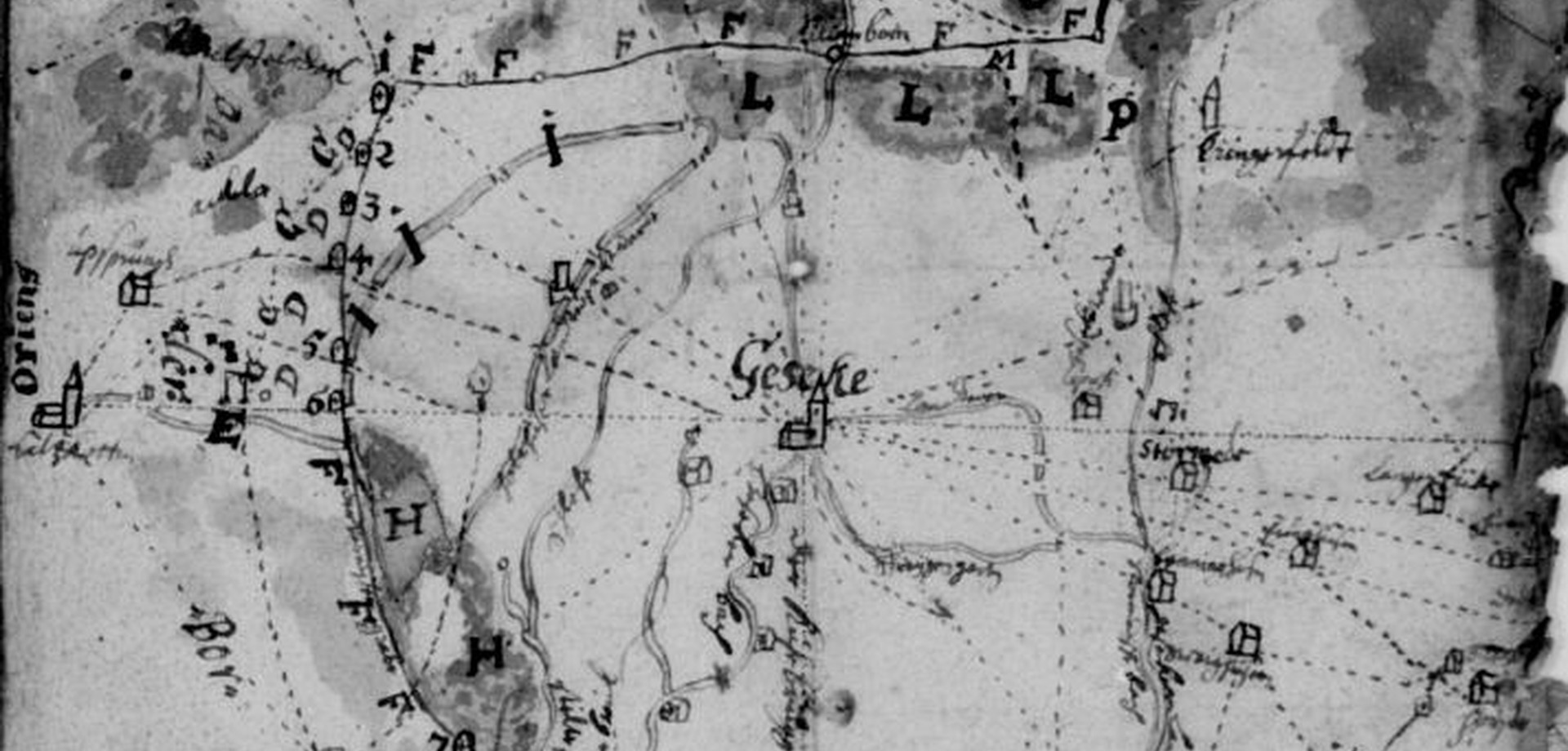 Grenzkarte der Stadt Geseke von 1669 (Stadtarchiv Geseke, A XXIV, 4).