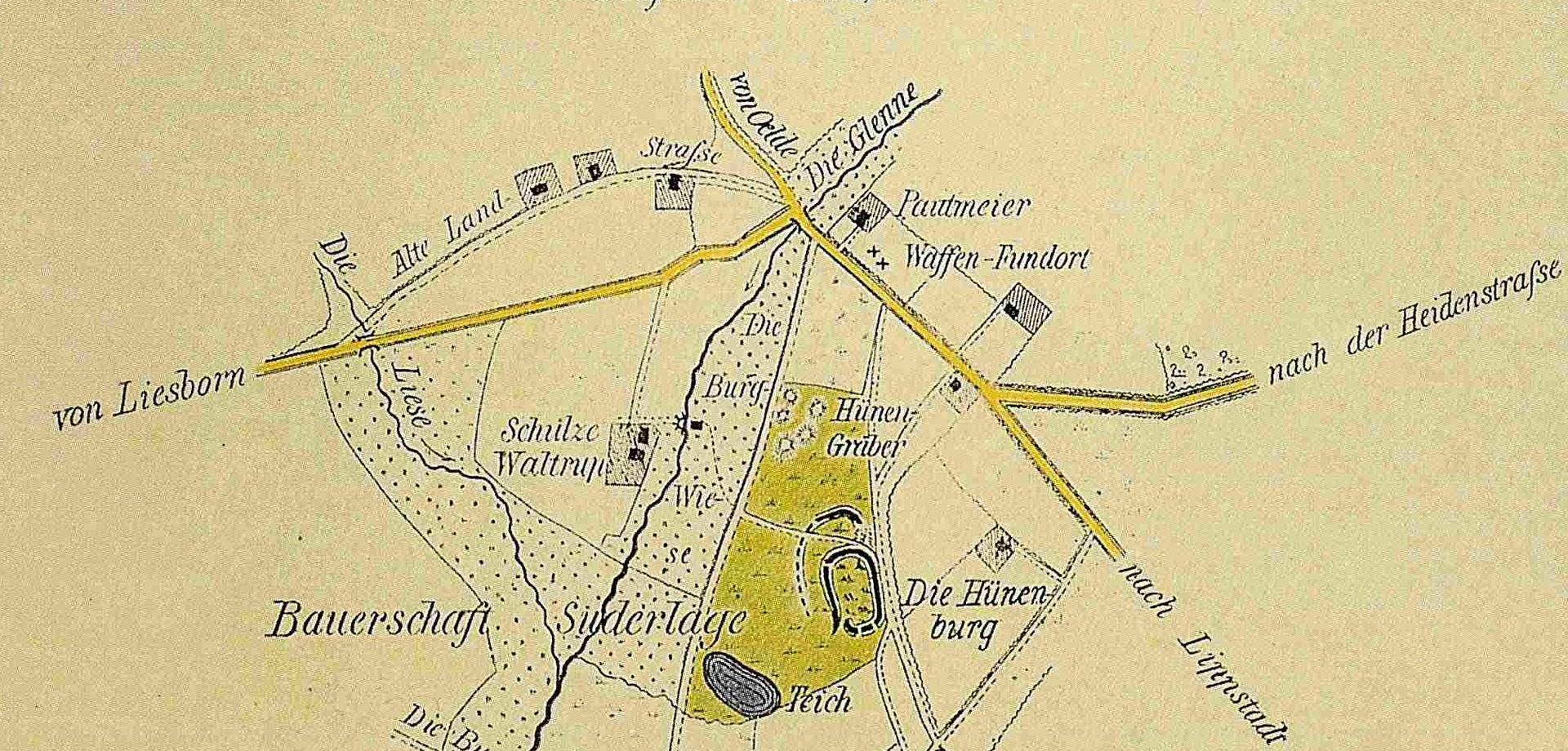 Grundriss der Hünenburg, o. Maßstab (nach Hölzermann 1878).